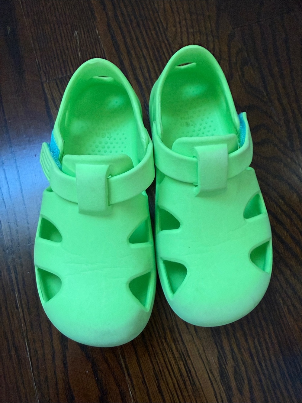 Kids Neon Green Hook-and-Loop Water Sandals